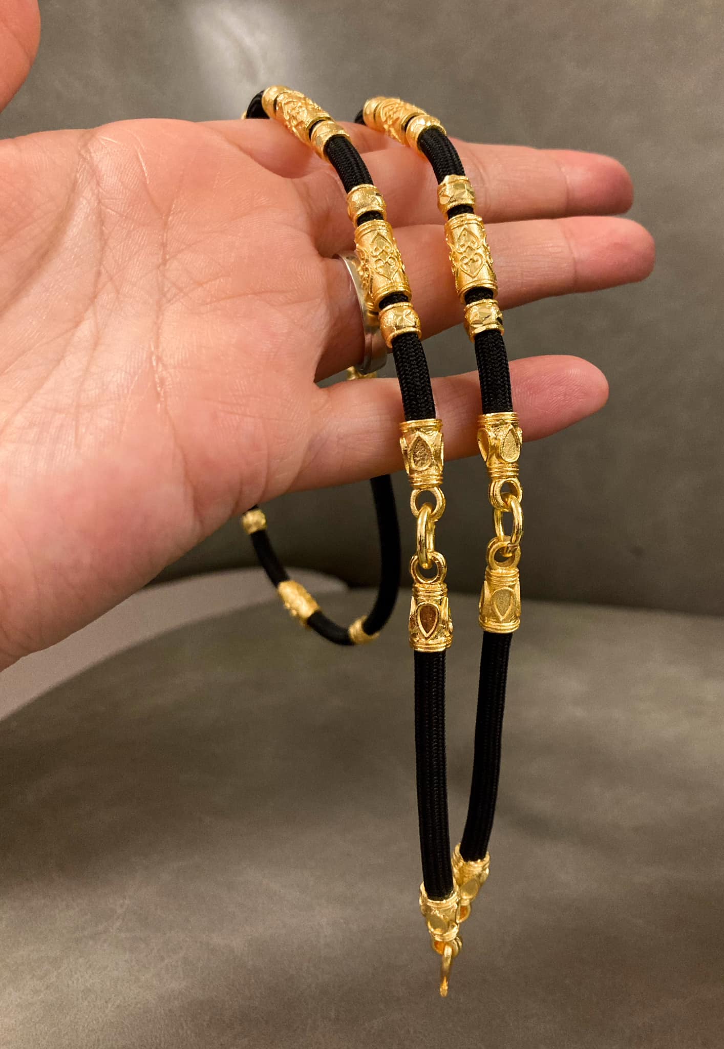 前3後1尼龍鍍金扣佛牌繩