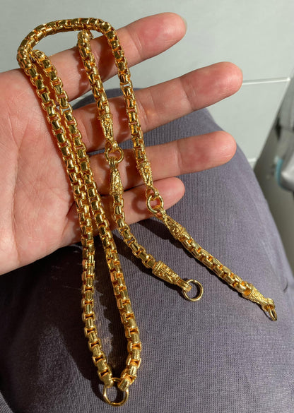 前3後1開口24K鍍金佛牌鏈