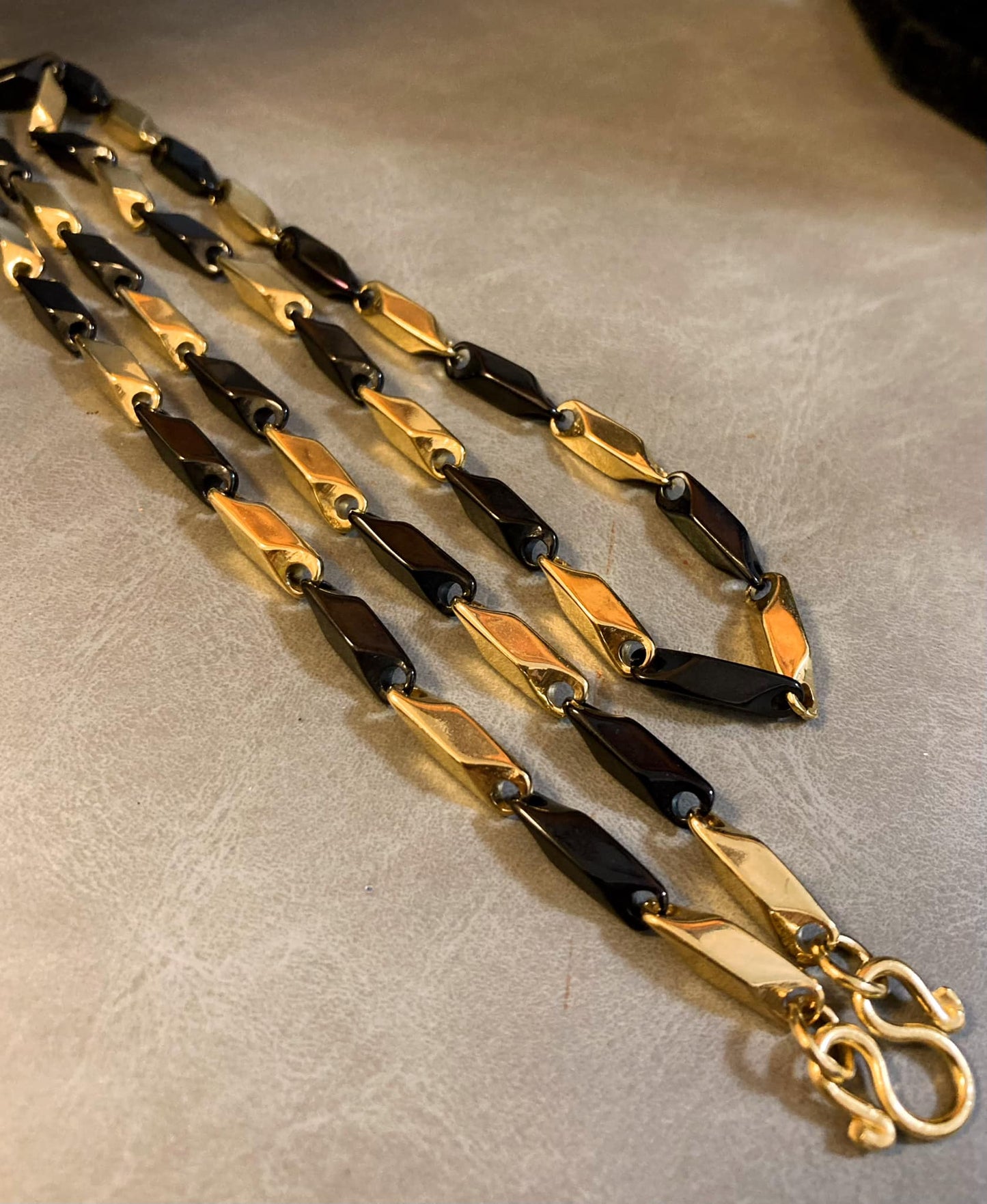 不銹鋼黑間金佛牌鏈