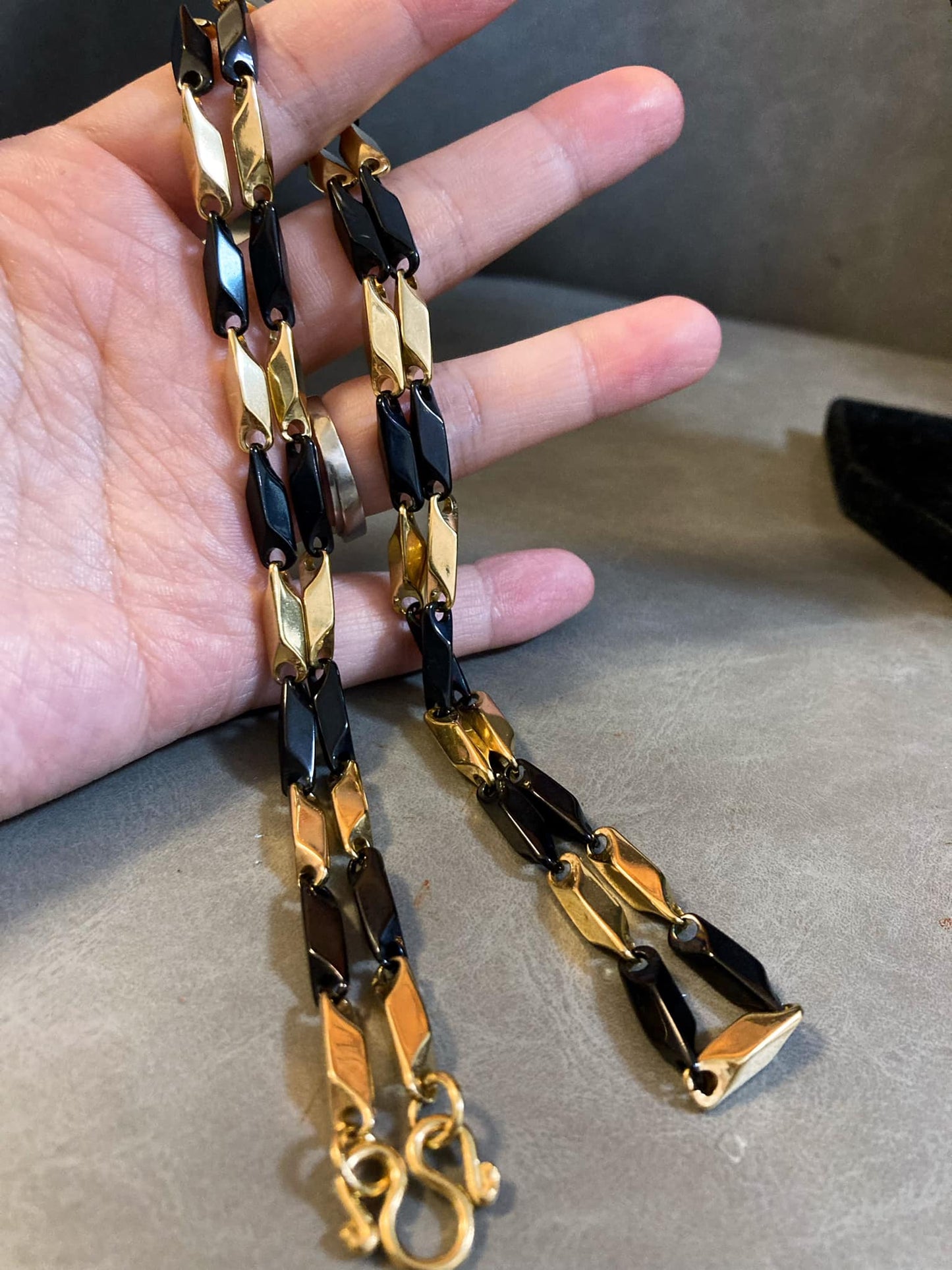 不銹鋼黑間金佛牌鏈