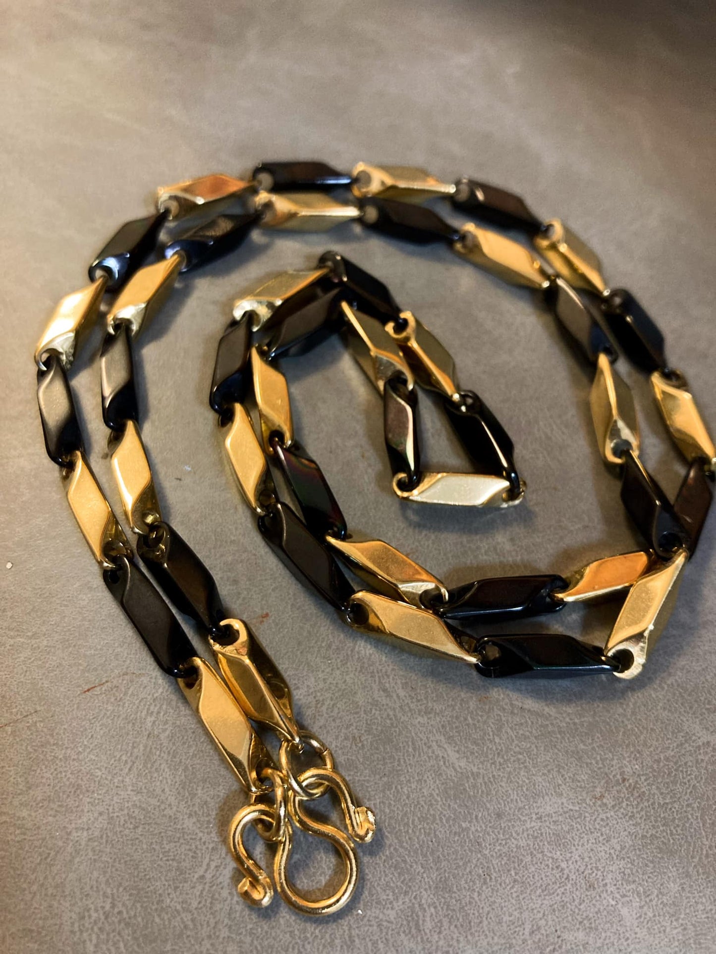 不銹鋼黑間金佛牌鏈