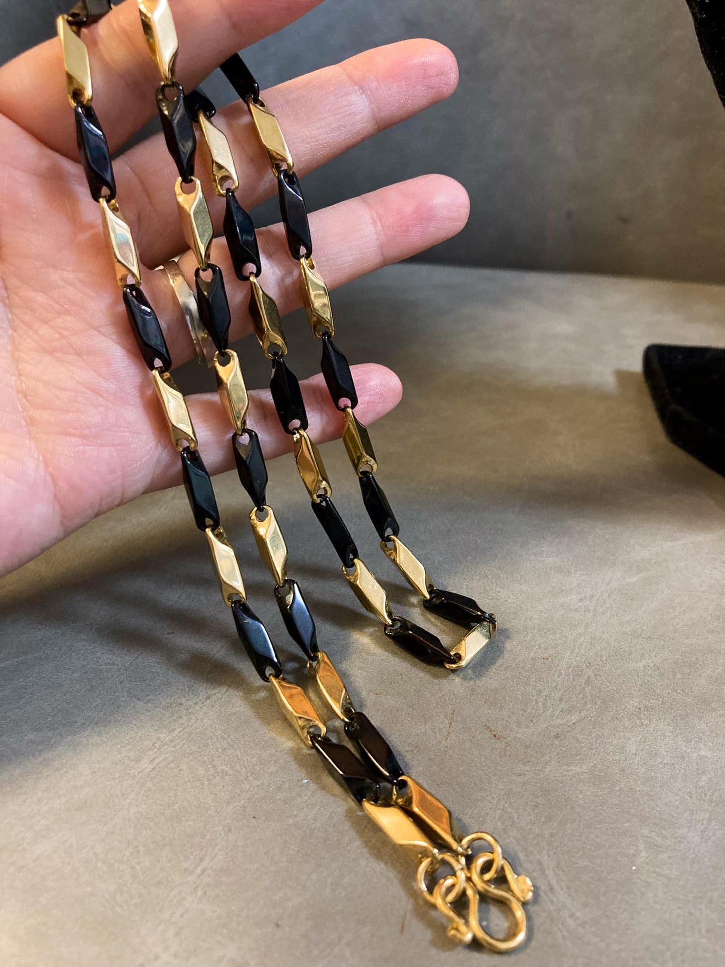 不銹鋼黑間金佛牌鏈