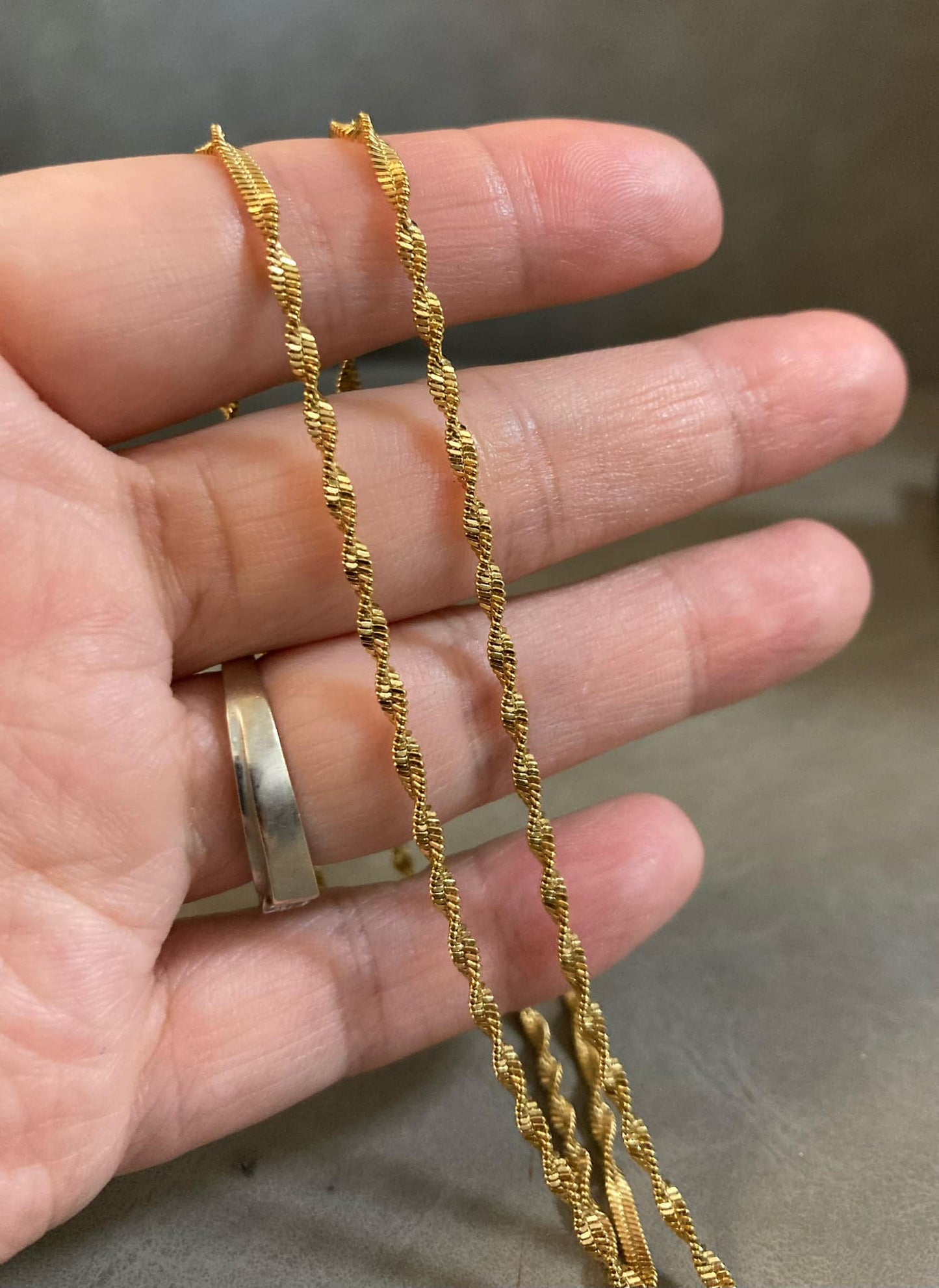 不銹鋼鍍金扭紋佛牌鏈