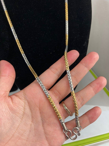 不銹鋼金銀間單掛佛牌鍊
