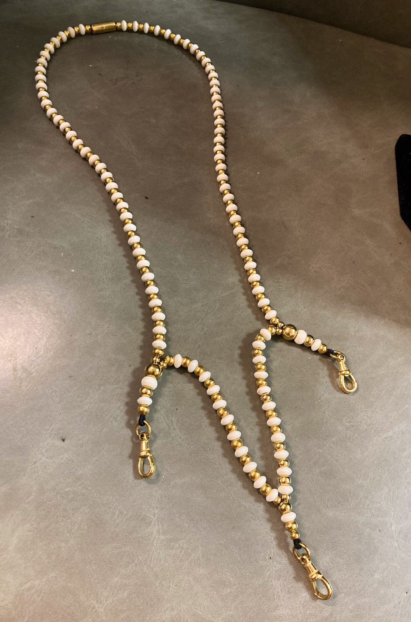 駝骨配不銹鋼鍍金珠3掛佛牌鍊