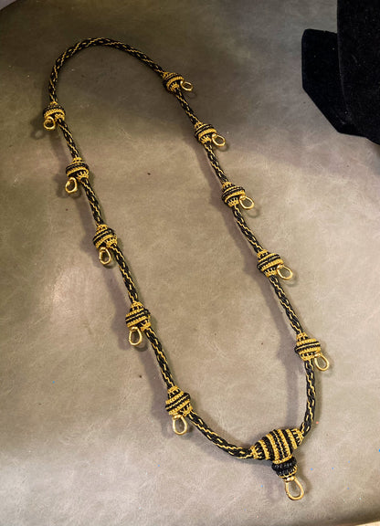 黑金蠟繩配11金扣佛牌鏈