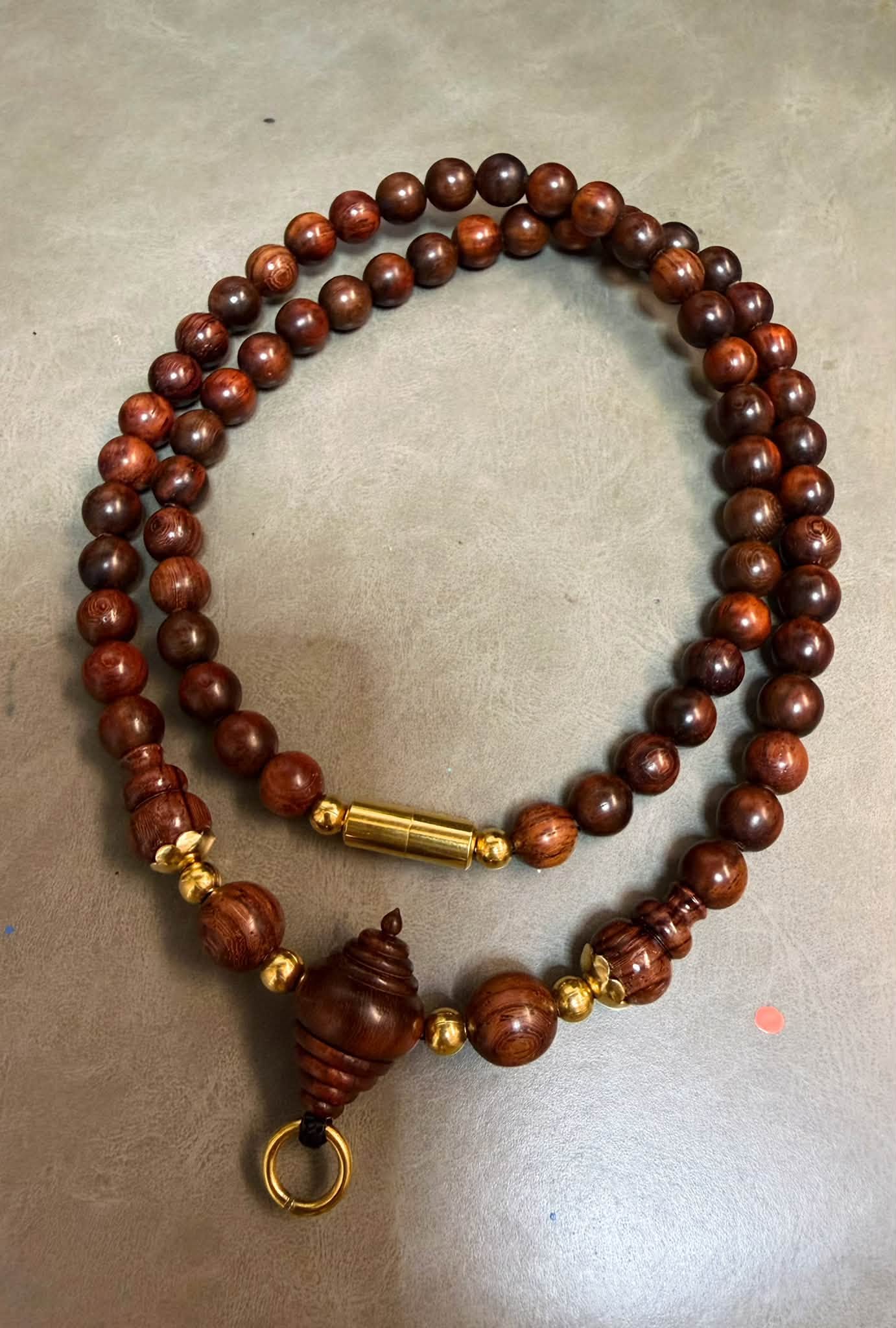 紅木珠單掛佛牌鏈